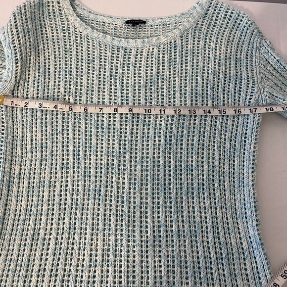 Talbots Women's Sweater Size X Small Open Weave Blue Aqua Green 100% Cotton - Picture 5 of 8